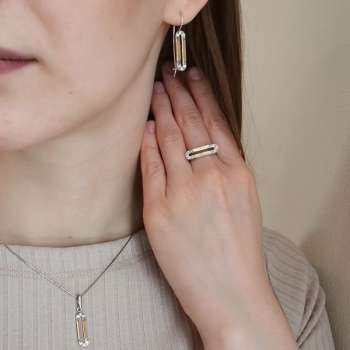 Серебряные серьги с куб.цирконом и золотом MVE2148GCZ