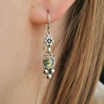 Серебряные серьги с пренитом 01E2777PN