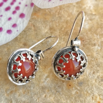 Серебряные серьги с сердоликом 01E744SR