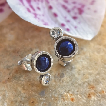 Серебряные серьги с лазуритом и куб.цирконом 01E2508LZ