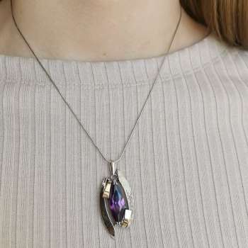 Серебряный кулон с куб.цирконом и золотом MVP326GCZ