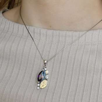 Серебряный кулон с куб.цирконом и золотом MVP2056GAM