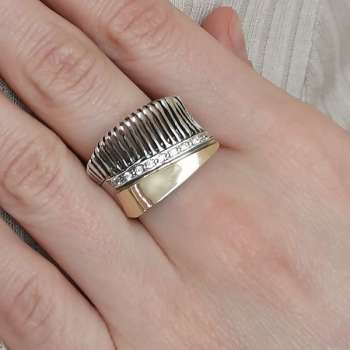 Серебряное кольцо с куб.цирконом и золотом MVR1855GCZ