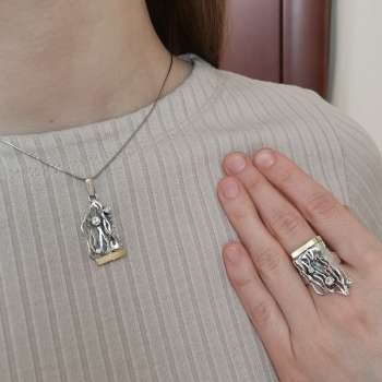 Серебряное кольцо с куб.цирконом и золотом MVR1043GCZ