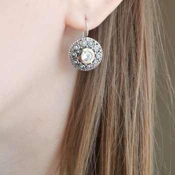 Серебряные серьги с жемчугом, куб.цирконом и золотом MVE1861GPL