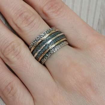 Серебряное кольцо с золотом SNRv003G