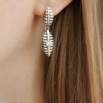 Серебряные серьги с куб.цирконом и золотом MVE2167GCZ