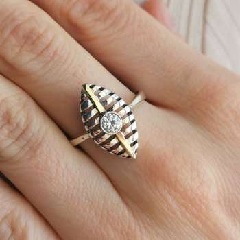 Серебряное кольцо с куб.цирконом и золотом MVR2167GCZ