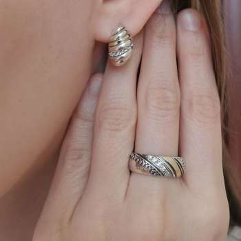 Серебряные серьги с куб.цирконом и золотом MVE2169GCZ