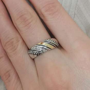 Серебряное кольцо с куб.цирконом и золотом MVR1938GCZ