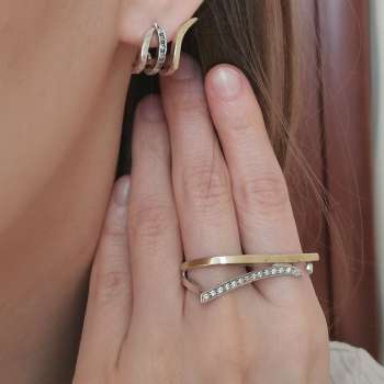 Серебряное кольцо с куб.цирконом и золотом MVR1304GCZ