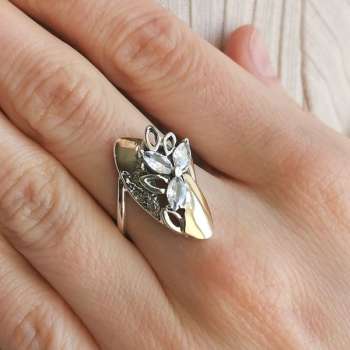 Серебряное кольцо с куб.цирконом и золотом MVR2164GCZ