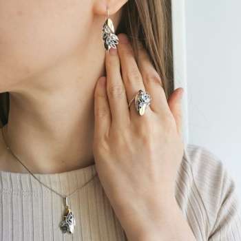 Серебряное кольцо с куб.цирконом и золотом MVR2164GCZ