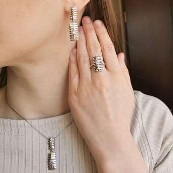 Серебряные серьги с куб.цирконом и золотом MVE2168GCZ