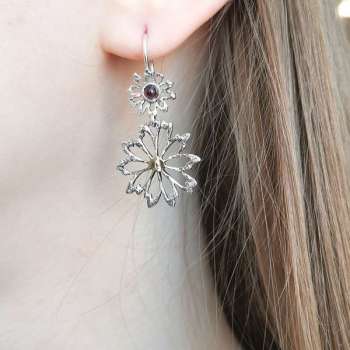 Серебряные серьги с гранатом и золотом MVE2175GGR