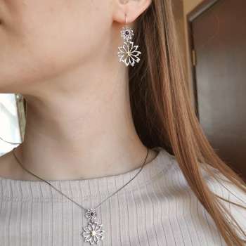 Серебряные серьги с гранатом и золотом MVE2175GGR