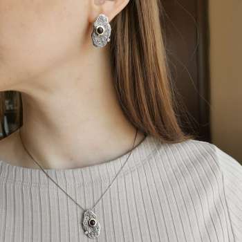 Серебряный кулон с гранатом, куб.цирконом и золотом MVP2002GGR