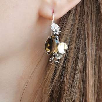 Серебряные серьги с куб.цирконом и золотом MVE646GCZ