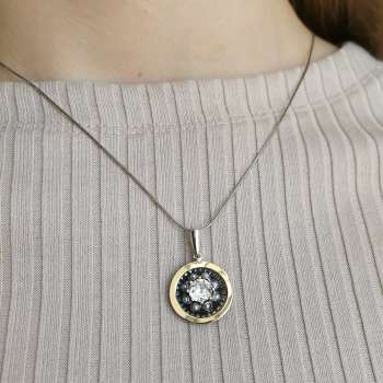 Серебряный кулон с жемчугом, куб.цирконом и золотом MVP1853GPL