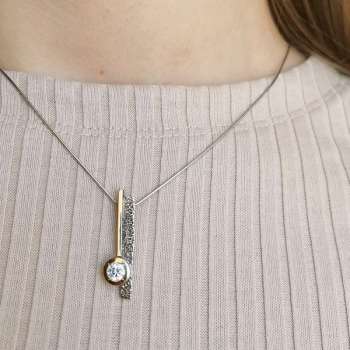 Серебряный кулон с куб.цирконом и золотом MVP1942GCZ