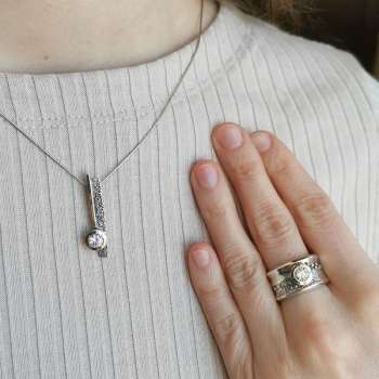 Серебряный кулон с куб.цирконом и золотом MVP1942GCZ