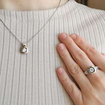 Серебряный кулон с куб.цирконом и золотом MVP2160GCZ