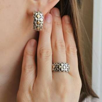 Серебряное кольцо с куб.цирконом и золотом MVR2159GCZ