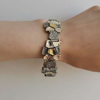 Серебряный браслет с куб.цирконом и золотом MVB1992GCZ