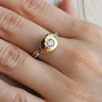 Серебряное кольцо с куб.цирконом и золотом MVR1565GCZ