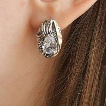 Серебряные серьги с куб.цирконом и золотом MVE2183GCZ