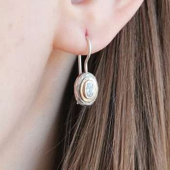 Серебряные серьги с куб.цирконом и золотом MVE2047GCZ