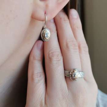 Серебряные серьги с куб.цирконом и золотом MVE2047GCZ