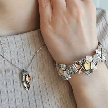 Серебряный кулон с куб.цирконом и золотом MVP1992GCZ