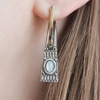 Серебряные серьги с лунным камнем и золотом MVE1108GMS