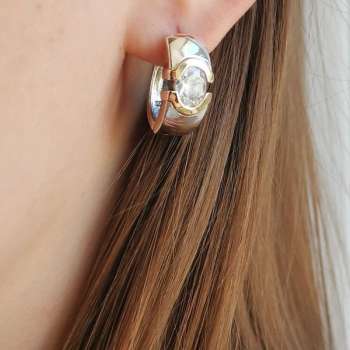 Серебряные серьги с куб.цирконом и золотом MVE2118GCZ