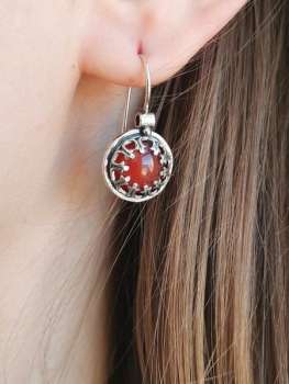 Серебряные серьги с сердоликом 01E744SR