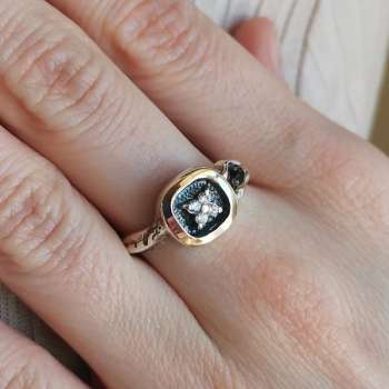 Серебряное кольцо с куб.цирконом и золотом MVR2061GCZ