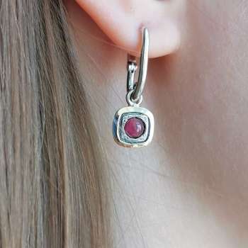 Серебряные серьги с гранатом, куб.цирконом и золотом MVE2149GGR