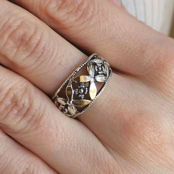 Серебряное кольцо с золотом MVR3128G