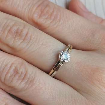 Серебряное кольцо с куб.цирконом и золотом MVR2138GCZ