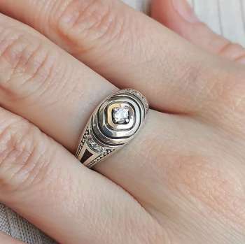 Серебряное кольцо с куб.цирконом и золотом MVR2174GCZ