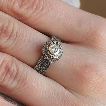 Серебряное кольцо с куб.цирконом и золотом MVR2063GCZ