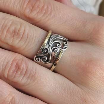 Серебряное кольцо с куб.цирконом и золотом MVR1547GCZ