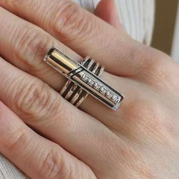 Серебряное кольцо с куб.цирконом и золотом MVR1954GCZ