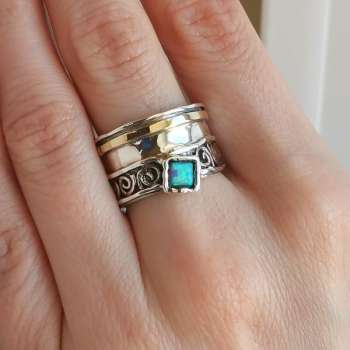 Серебряное кольцо с опалом иск. и золотом MVR2042GOP