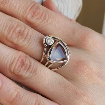 Серебряное кольцо с куб.цирконом и золотом MVR2163GCZ