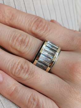 Серебряное кольцо с куб.цирконом и золотом MVR1407GCZ