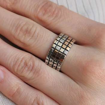 Серебряное кольцо с куб.цирконом и золотом MVR1766GCZ