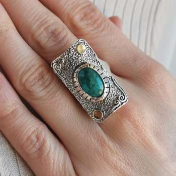 Серебряное кольцо с бирюзой и золотом MVR1998GTQ