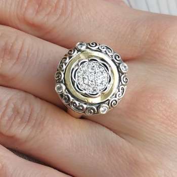 Серебряное кольцо с куб.цирконом и золотом MVR1209GCZ